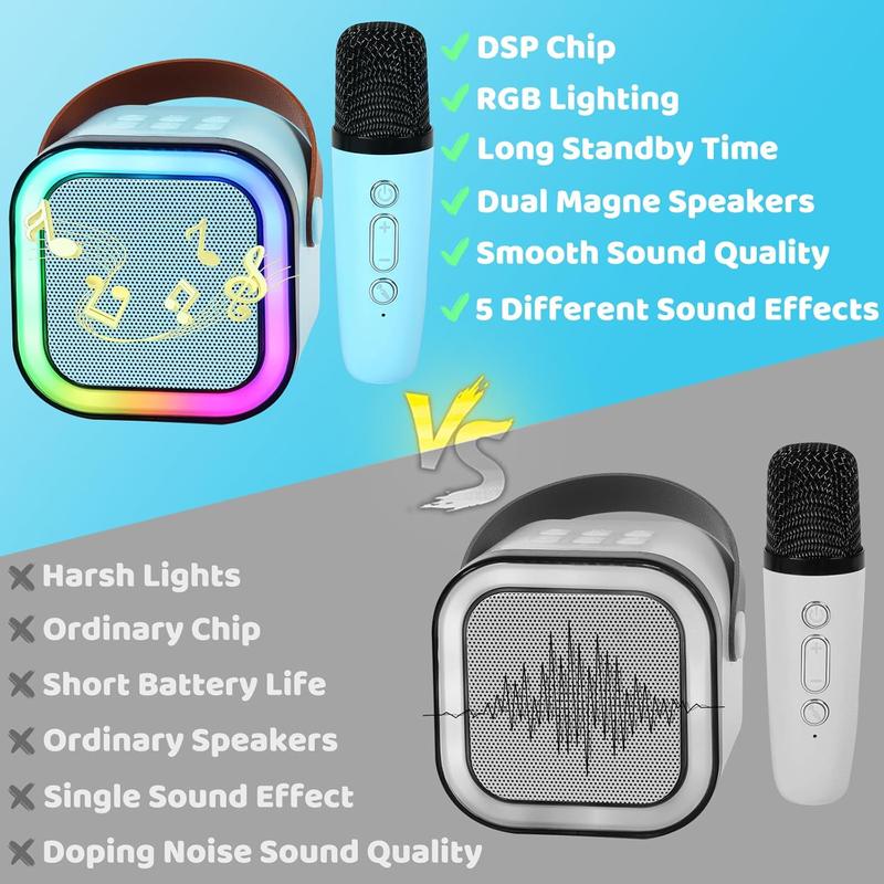 Portable Wireless Karaoke Speaker with Microphone,Stereo Sound Subwoofers, KTV Speaker Subwoofer with RGB Colorful LED Lights, Karaoke Machine Sound System for Outdoor Sports Travel, Audio Device, Back to School Gifts