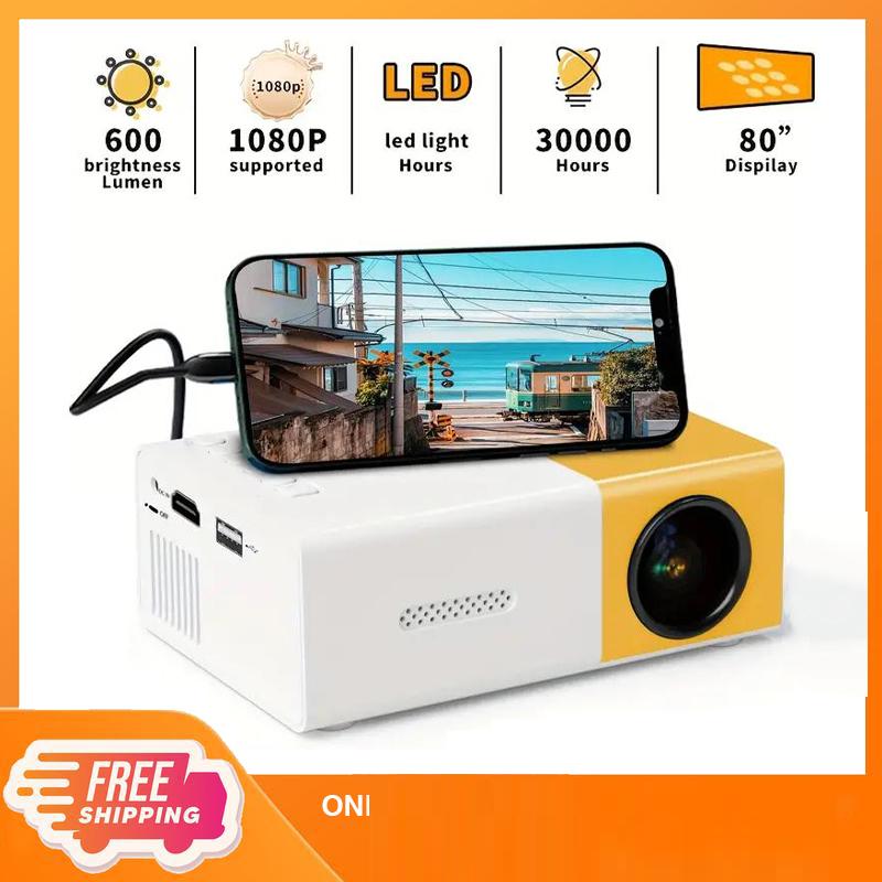 Mini Projector, 3000ANSI Lumens Basic Model, Native 240P Supports Decoding 1080P Video Playback, Compatible With HD, USB, Laptop Computers