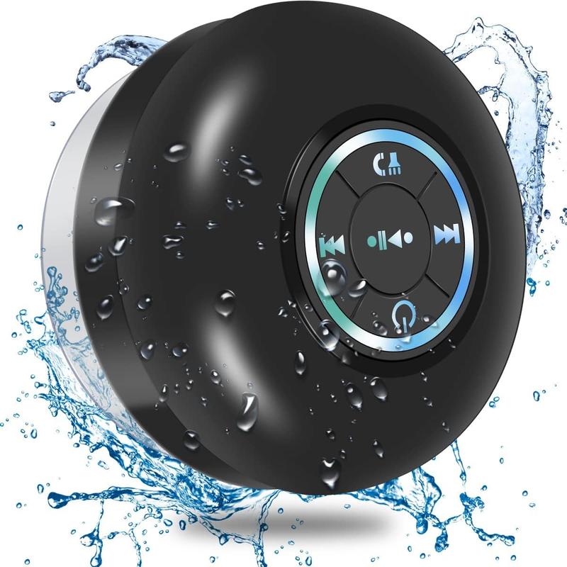 Portable mini Bluetooth shower  with variable LED lights, iPX4 waterproof, hands-free , wireless stereo rechargeable, suitable for beaches, showers, and homes, a must-have for families Mini Bluetooth Waterproof Shower  waterproof Audio Speakers Smartphone