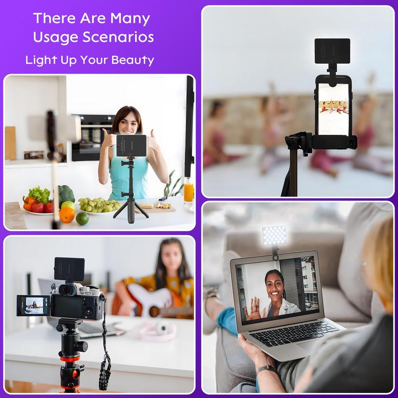 LED Selfie Light, 60 LED 3000mAh Rechargeable Phone Fill Light with 3 Light Modes, 10-Level Brightness, Portable Light with Front & Back Clip for Video Conference, , Phone, iPhone, IPad, Laptop, Makeup, Live Stream, Vlog