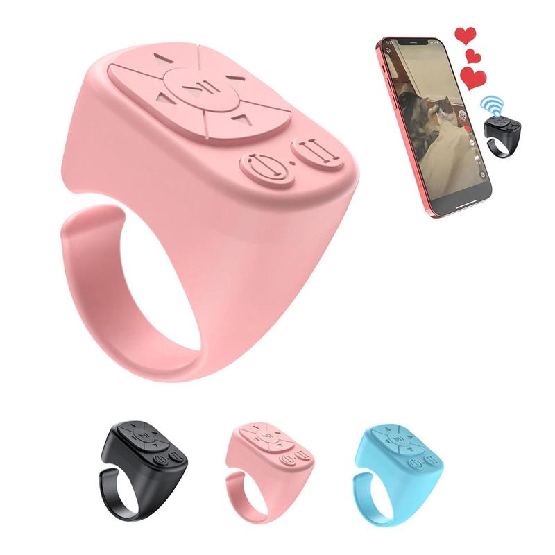 Remote Control Ring, Bluetooth-compatible Page Turner Ring Scroller, Camera Shutter Short Video and Music Remote, Compatible with iOS Android Phones