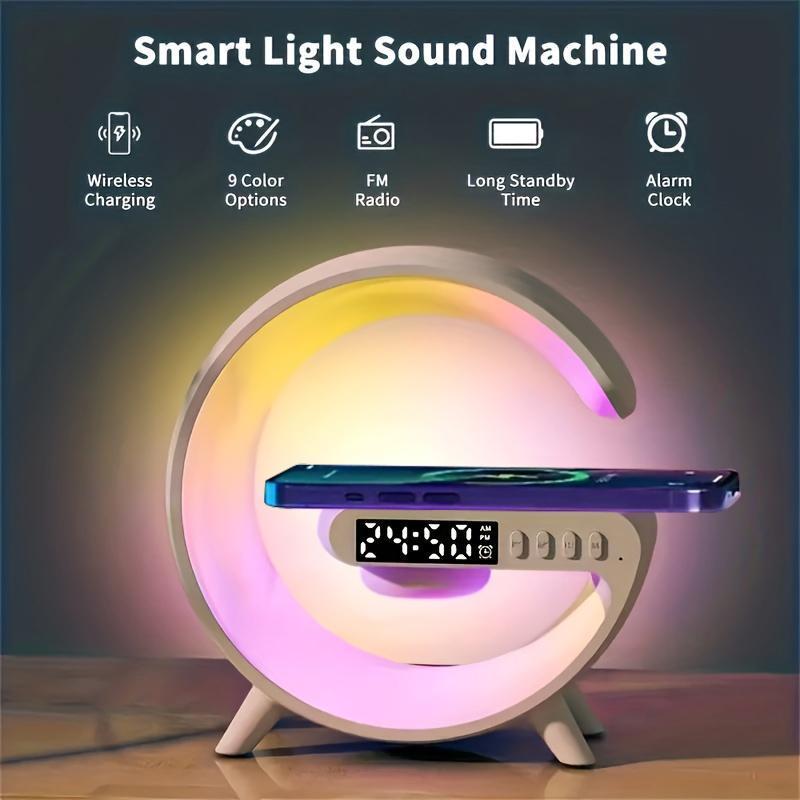 RGB Night Light Multi-function Wireless Audio Speaker, Multi-function Wireless Speaker with Alarm Clock, Rechargeable Speaker, Smartphone Wireless Charger Station tonie box