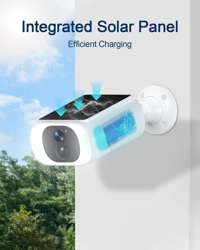 ANRAN 3MP Solar Camera Wireless Outdoor-2.4Ghz WiFi Security Camera,Color Night Vision,IP65 Waterproof,PIR Human Detection,2-Way Talk,Work with Alexa