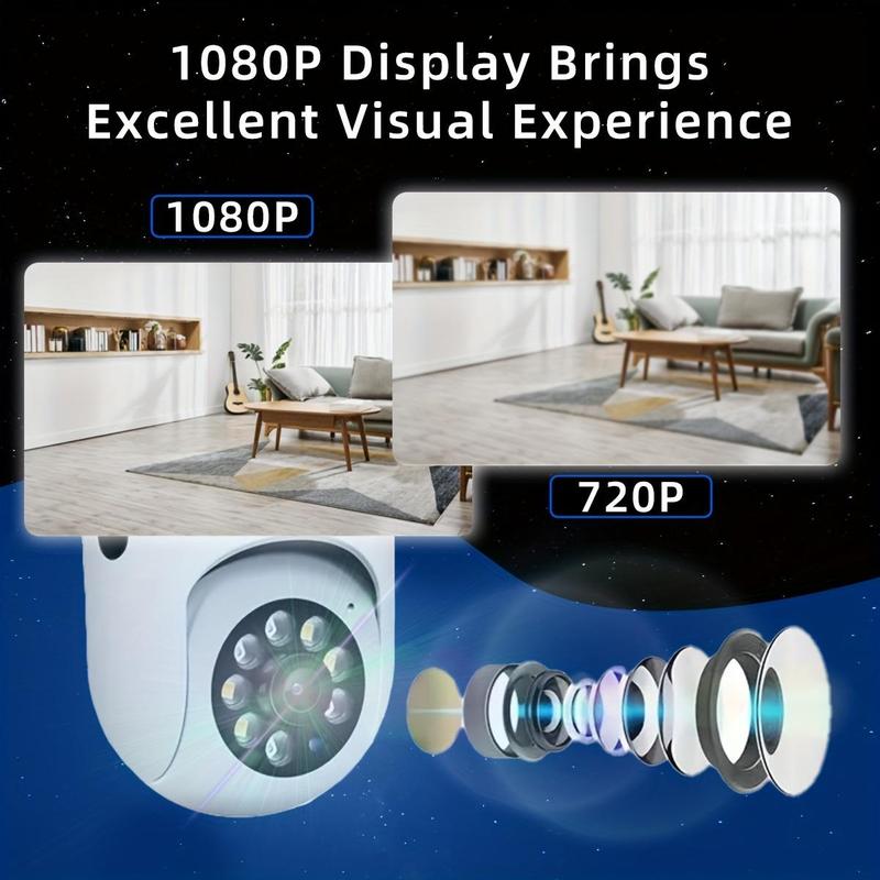 1pc Camera with Full Color Night Vision Wireless 1080p HD Indoor Outdoor Camera 2-Way Audio Wireless Security Camera Pan Tilt Zoom 2.4G Wi-Fi Smart Home Security Camera with Motion Tracking for Babies, Elderly and Pets