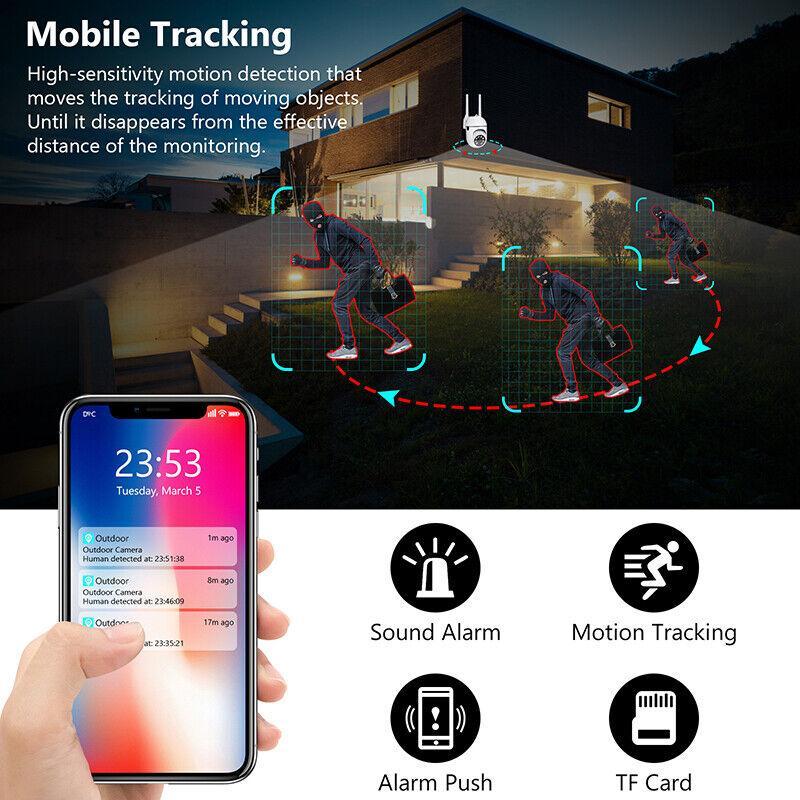 4PCS 1080P Wireless Security Cameras Outdoor,Battery Powered Home Security Camera Spotlight,WiFi,Waterproof,AI Motion Detection Card Automatic Cable Charging Cord Electronic Micro Monitor Picture Phone Plug Ptz Remote Sd Speaker Surveillance Chargeable