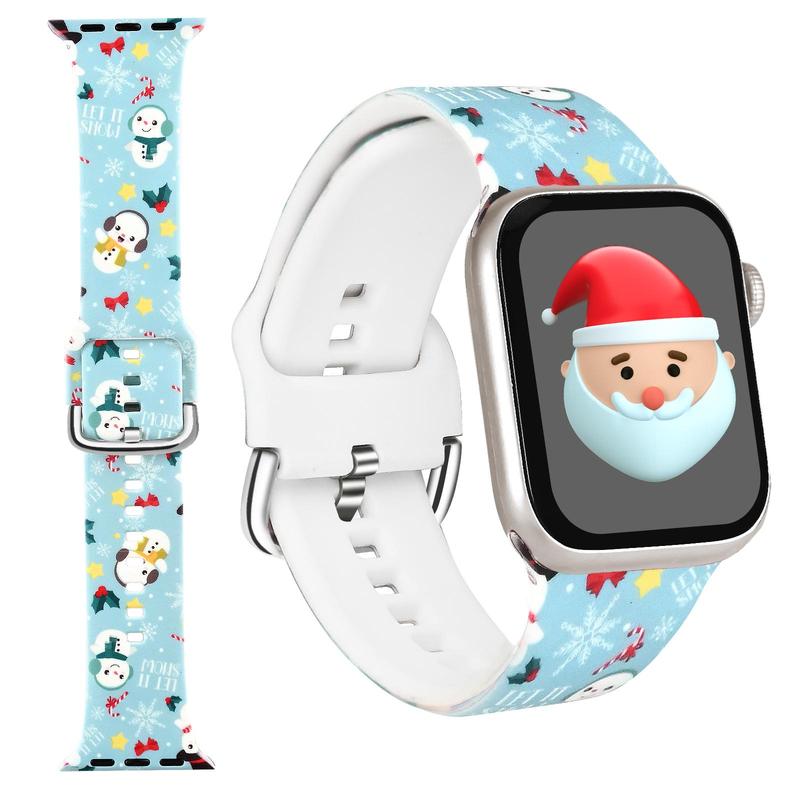 Cute Cartoon Christmas Series Watch Band (Band Only), 1 Count Adjustable Watch Band for Women & Men, Wearable Accessories Compatible with Apple Watch Series