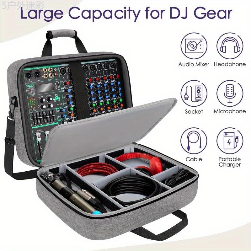 1pc Premium DJ Mixer Bag - Large-Capacity Recording Equipment Bag with 10mm Thick Padding for Cables, Podcast Gears, and Mics - Durable, Protective, and Spacious Gray Backpack for Music Enthusiasts Waterproof