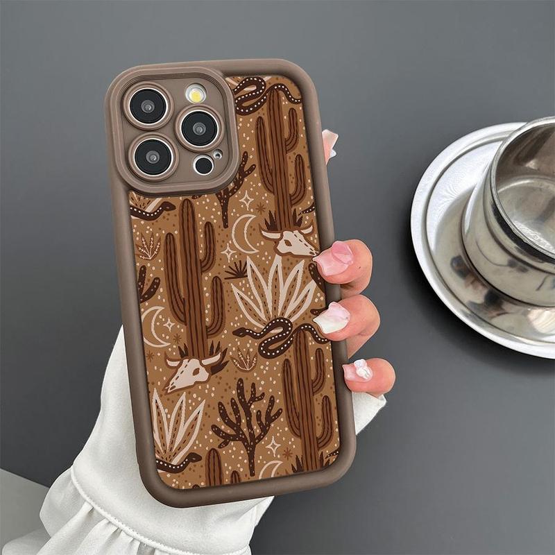 Cactus Pattern Phone Case, Decorative Phone Protector Cover, Phone Accessories Compatible with iPhone 16 15 14 13 12 Pro Max