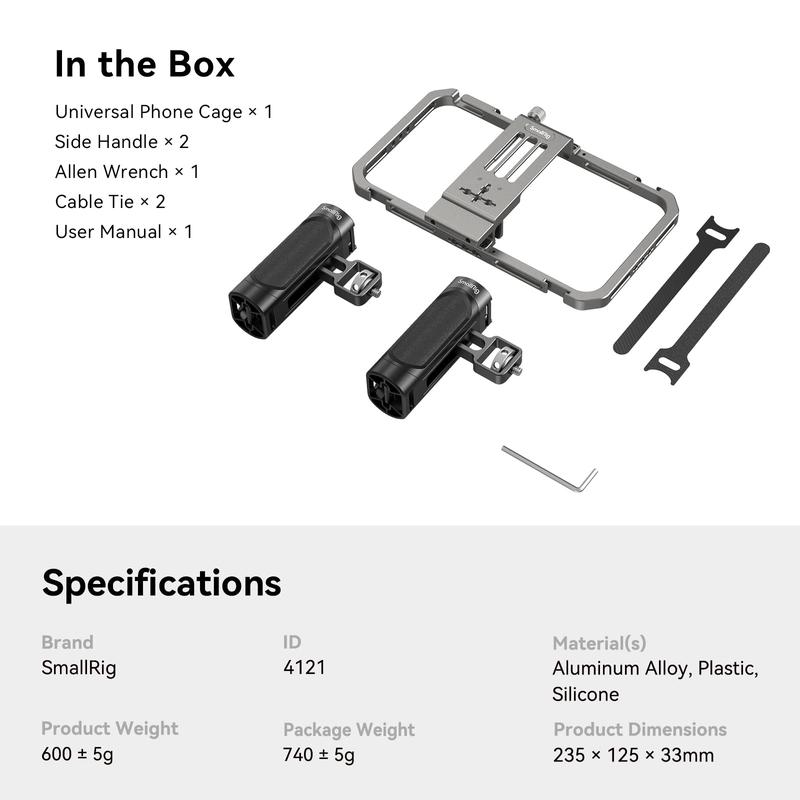 [Holiday Deal] SmallRig Universal Phone Cage, Smartphone Video Rig Kit with Handles, Handheld Filmmaking Vlogging Case Stabilizer for Videomaker, for iPhone for Samsung for Pixel and Other Android Phones for iphone16 Pro MAX 4121