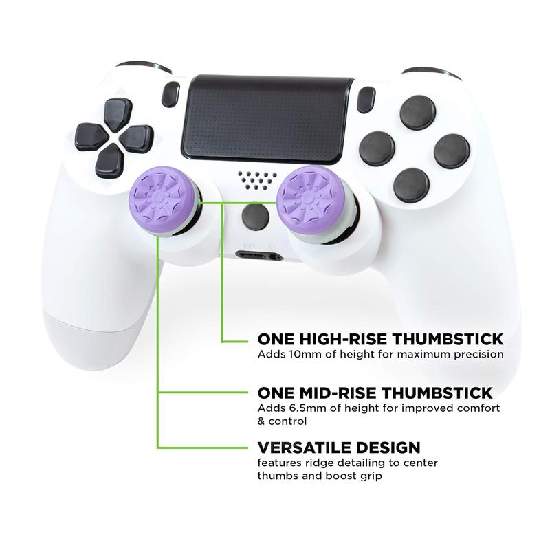 Pro Gaming Thumbsticks For PS4 & PS5, Superior Precision,Anti slip,Comfort, 1 High-Rise 1 Mid-Rise,Controller Gamepad accessories,Purple Black