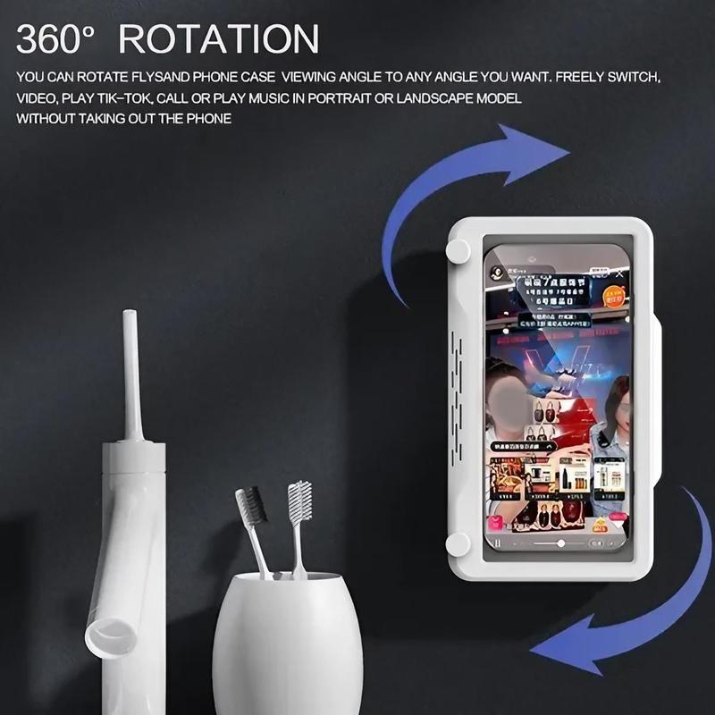 360° Rotatable Phone Holder, Waterproof Phone Holder, Wall Mounted Touch Screen Phone Holder for Kitchen Bathroom