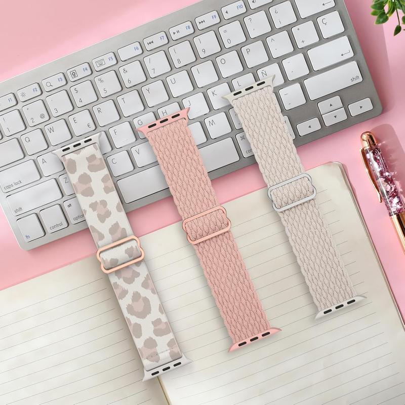 Stretchy Bands Compatible for Apple Watch Band Women 38mm 40mm 41mm 42mm 44mm 45mm 49mm, Nylon Braided Breathable Straps for iWatch Series 9 8 7 6 SE 5 4 3 2 1 Ultra Ultra 2