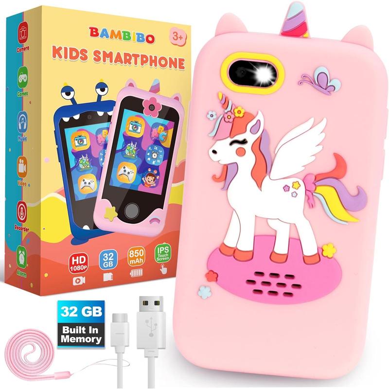 Kids Smart Phone for Girls - Built-in 32GB Faster Speed Play Phone | Long Lasting 850mAh Battery | 1080p Dual Camera Mini Phone | Unicorn Kids Cell Phone | Mini Kids Phone for Girls Ages 8-10