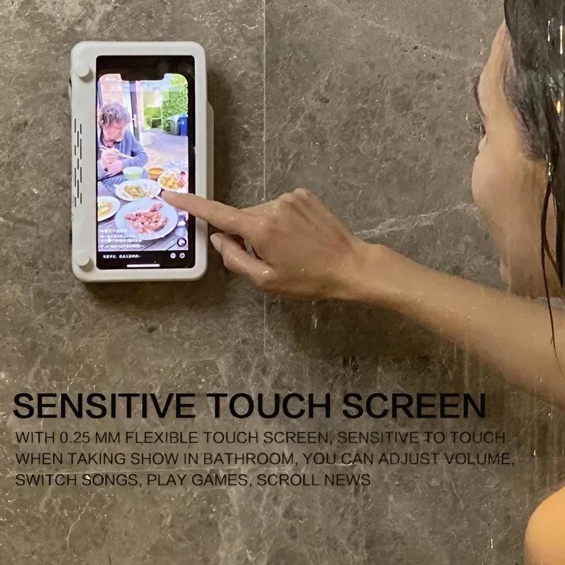 360° Rotatable Phone Holder, Waterproof Phone Holder, Wall Mounted Touch Screen Phone Holder for Kitchen Bathroom