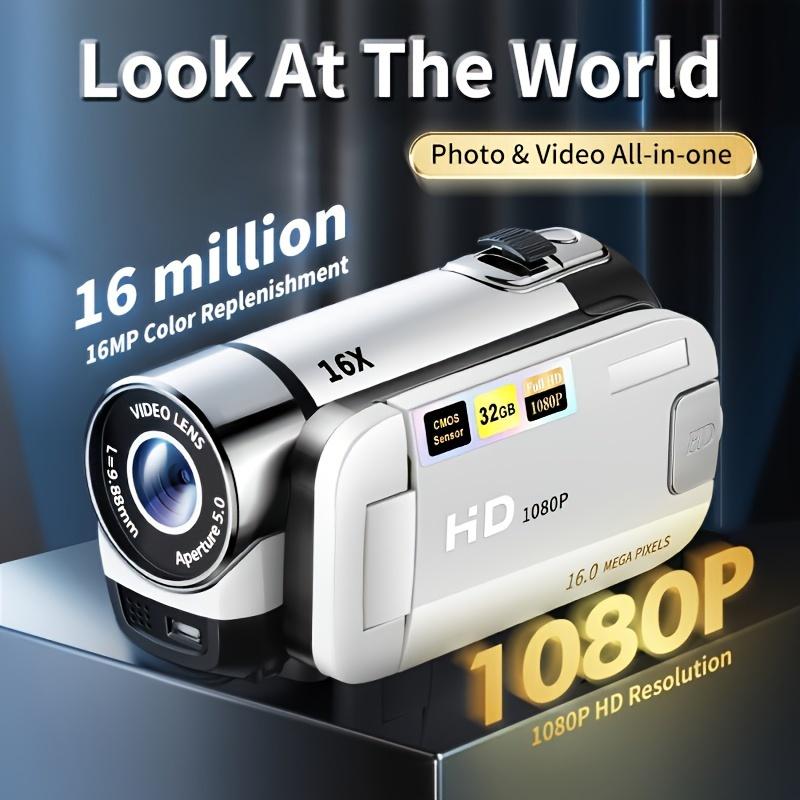 32G Camcorder Camera - Wearable Technology With 16x Digital Zoom, 1080P, 2.4-inch Screen Display, 270° Rotating LED Flip Screen, Wide Angle Lens, With 32G Card