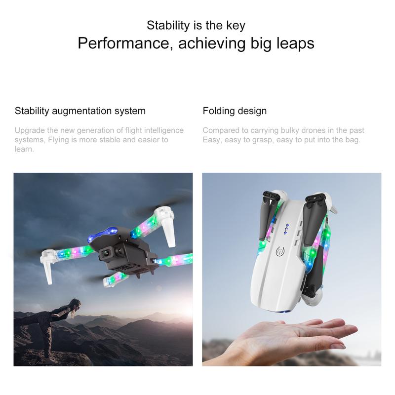 E99 Drone With Camera, Dual Camera FPV WiFi, Foldable RC Quadcopter Drone, Remote Control Drone Toys For Beginners Men's Christmas Halloween Gifts,Indoor And Outdoor UAV, Contain Battery