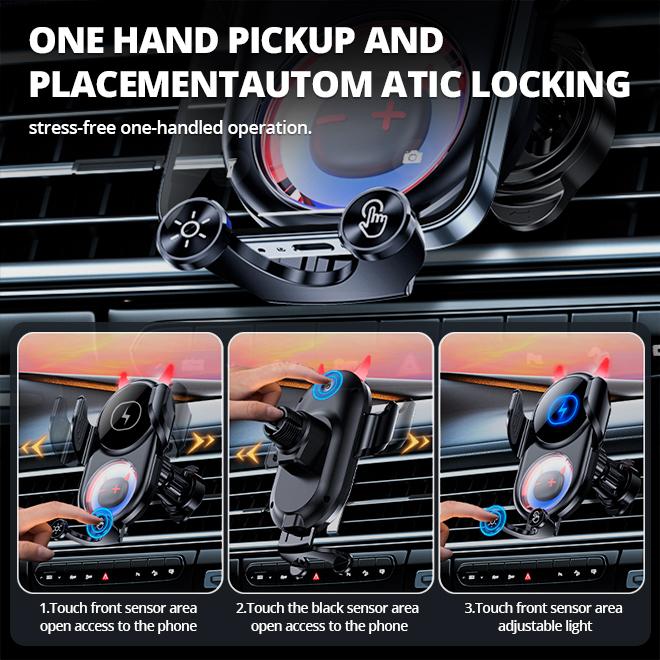 15W Fast Charging Auto-Clamping Car Phone Holder, Smart Sensor Car Wireless Charger, Air Vent Phone Holder