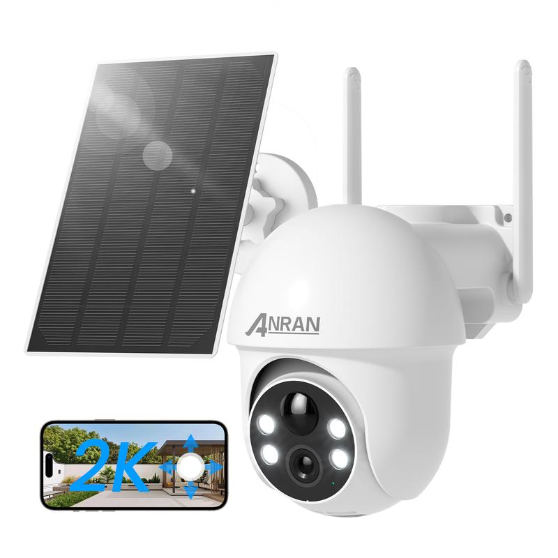 ANRAN 3MP Security Camera Wireless Outdoor,Solar Camera with 360° PTZ View,2.4G WiFi,Color Night Vision,PIR motion Detection,Memory Card Not included