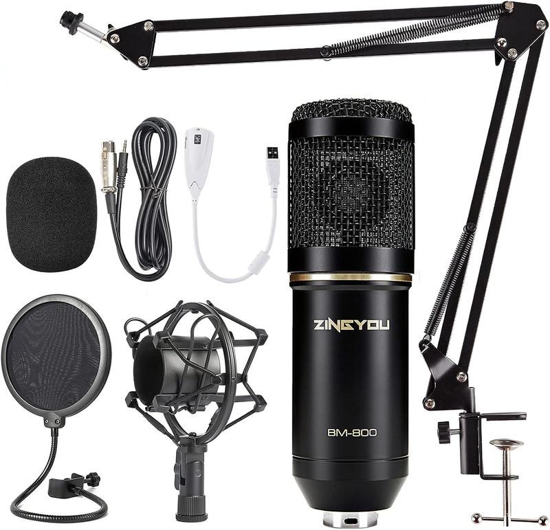 ZINGYOU Condenser Microphone Bundle, BM-800 Mic Set for Studio Recording & Brocasting (Microphone Kit)