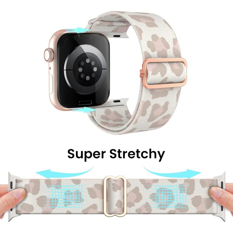 Stretchy Bands Compatible for Apple Watch Band Women 38mm 40mm 41mm 42mm 44mm 45mm 49mm, Nylon Braided Breathable Straps for iWatch Series 9 8 7 6 SE 5 4 3 2 1 Ultra Ultra 2