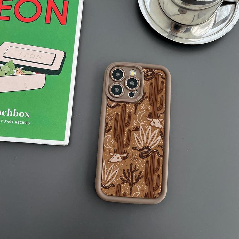 Cactus Pattern Phone Case, Decorative Phone Protector Cover, Phone Accessories Compatible with iPhone 16 15 14 13 12 Pro Max