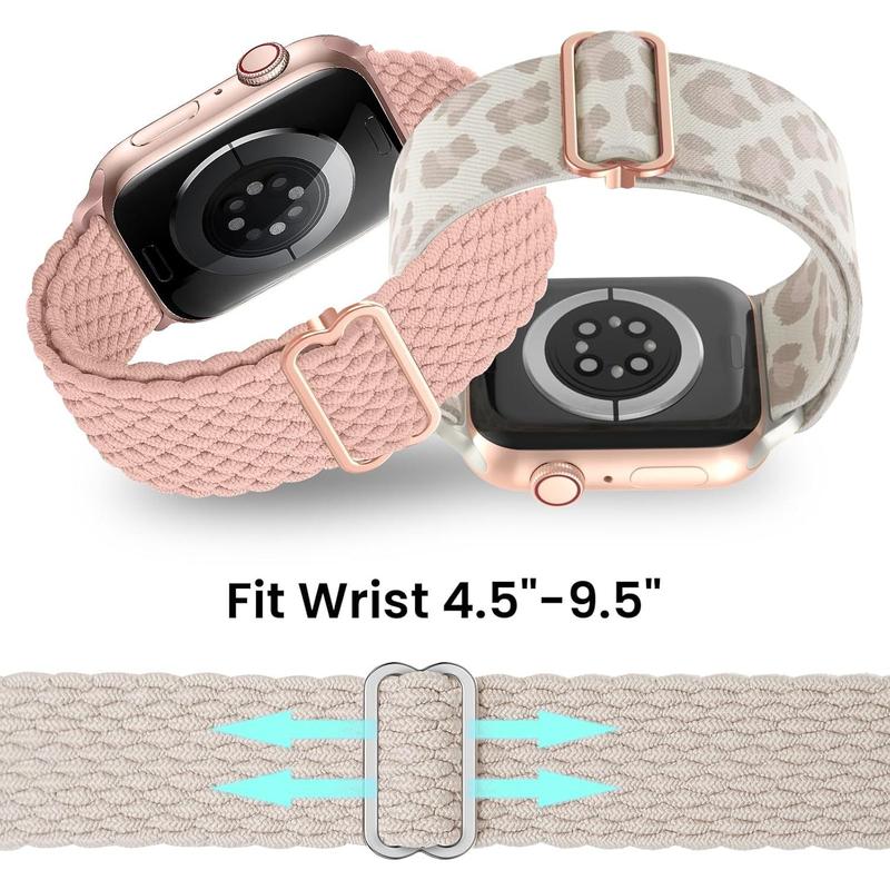 Stretchy Bands Compatible for Apple Watch Band Women 38mm 40mm 41mm 42mm 44mm 45mm 49mm, Nylon Braided Breathable Straps for iWatch Series 9 8 7 6 SE 5 4 3 2 1 Ultra Ultra 2