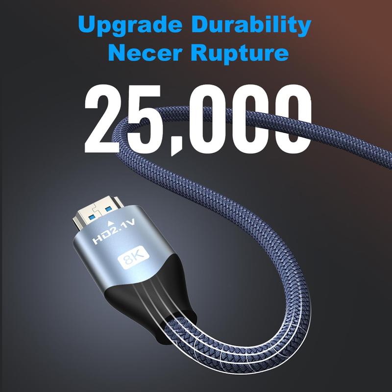 RGS 8K HDMI 2.1 Cables 5FT Ultra High Speed 48Gbps 8K@60Hz 7680x4320 4K@120Hz Nylon Braided PVC Cords for Devices Accessories Display Connection