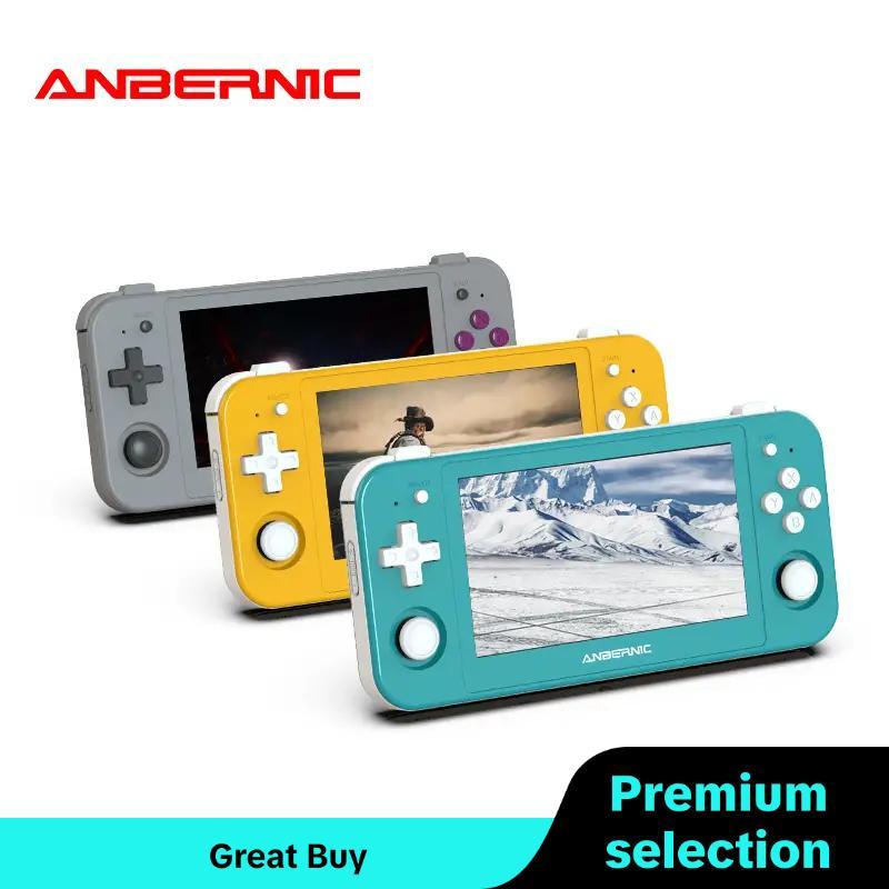 ANBERNIC RG505 Handheld Game Console, Android 12 System Game Console with 128G Card Pre-loaded 3000+ Games, Gyroscope Sensor & 4.95 Inch OLED Touch Screen, Stocking Fillers Gift