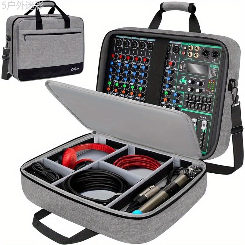 1pc Premium DJ Mixer Bag - Large-Capacity Recording Equipment Bag with 10mm Thick Padding for Cables, Podcast Gears, and Mics - Durable, Protective, and Spacious Gray Backpack for Music Enthusiasts Waterproof