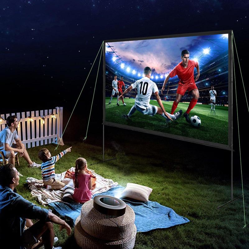 VEVOR Projector Screen with Stand, 120 inch 16:9 4K 1080 HD Outdoor Movie Screen with Stand, Wrinkle-Free Projection Screen with Bar Feet and Carry Bag, for Home Theater Cinema Backyard Movie Night