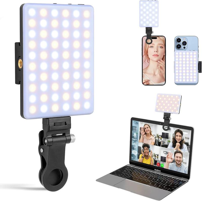 Rechargeable Clip Fill Video Conference Light, Selfie Light for Phone Android Camera iPad Laptop LED Phone Light for Makeup  Selfie Vlog