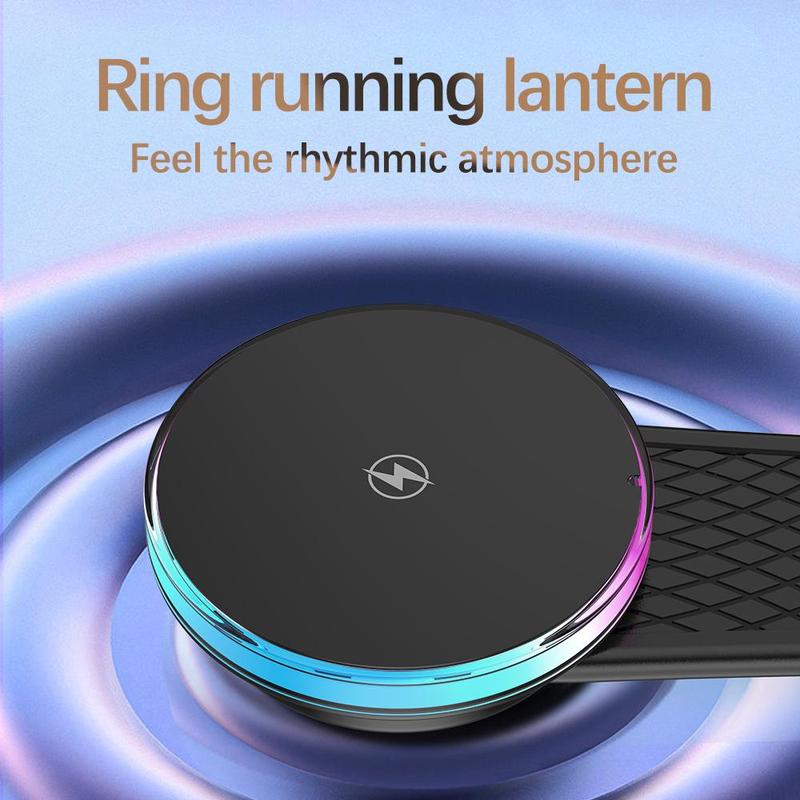 15W Car Folding Magnetic Wireless Charger, Car Phone Holder with Ambient Light, Suitable for Car, Home and Other Scenarios