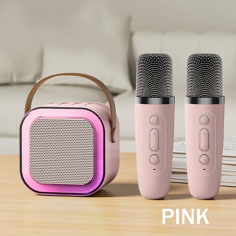 1pc Portable Karaoke Machine with Dual Microphones, 5.1 Surround Sound, USB Charging, 800mAh Rechargeable Battery, Wireless Connectivity, LED Lights, for Home Party Entertainment and Outdoor Use