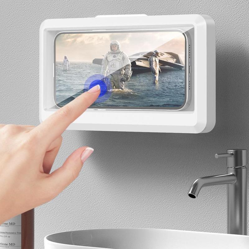 360-Degree Rotatable Smartphone Stand, Waterproof Shower Cellphone Holder, Wall Mounted Phone Holder for Bathroom, Kitchen & Home, Smartphone Accessories