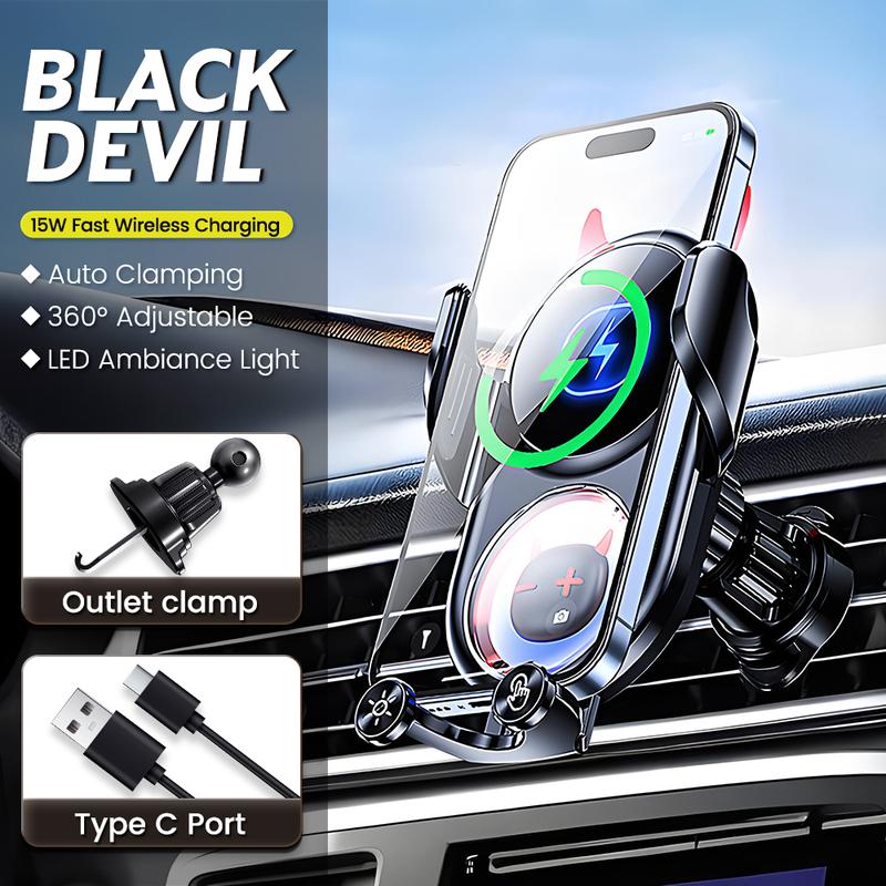 15W Fast Charging Auto-Clamping Car Phone Holder, Smart Sensor Car Wireless Charger, Air Vent Phone Holder