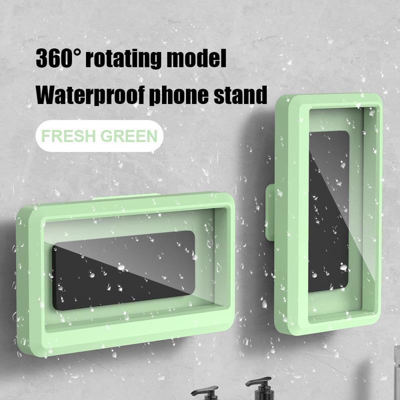 360-Degree Rotatable Smartphone Stand, Waterproof Shower Cellphone Holder, Wall Mounted Phone Holder for Bathroom, Kitchen & Home, Smartphone Accessories