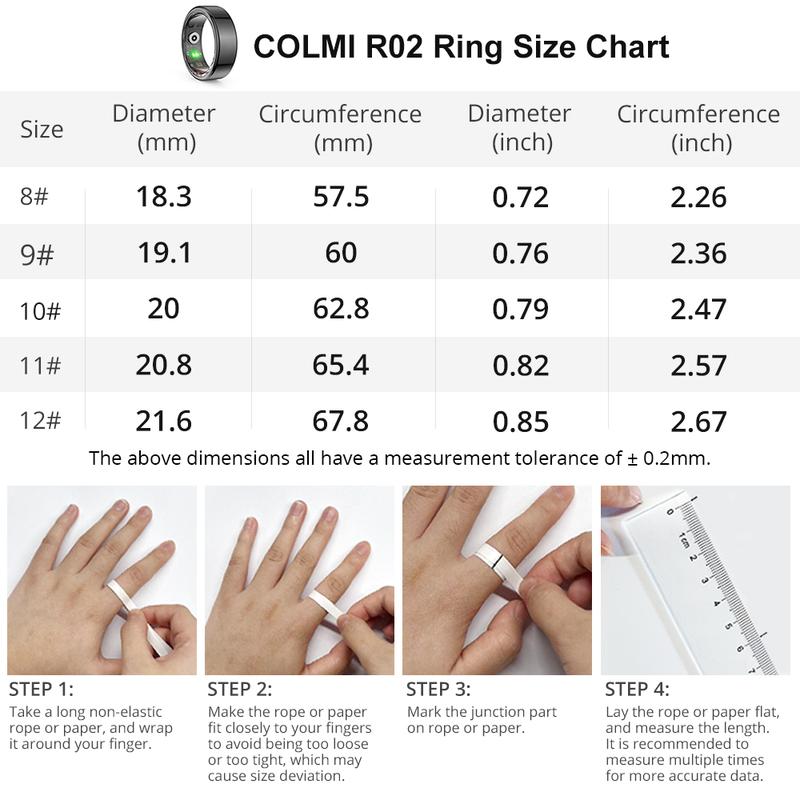 COLMI R02 Smart Ring Multifunctional IP68 Waterproof Fashionable Wearable Devices for Men&Women smart ring