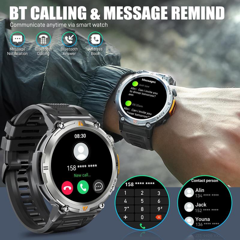 EIGIIS KE3 Multifunctional Smart Watch, Fashion Digital Watch with LED Flashlight, Waterproof Sports Watch with Multiple Sports Modes for Men