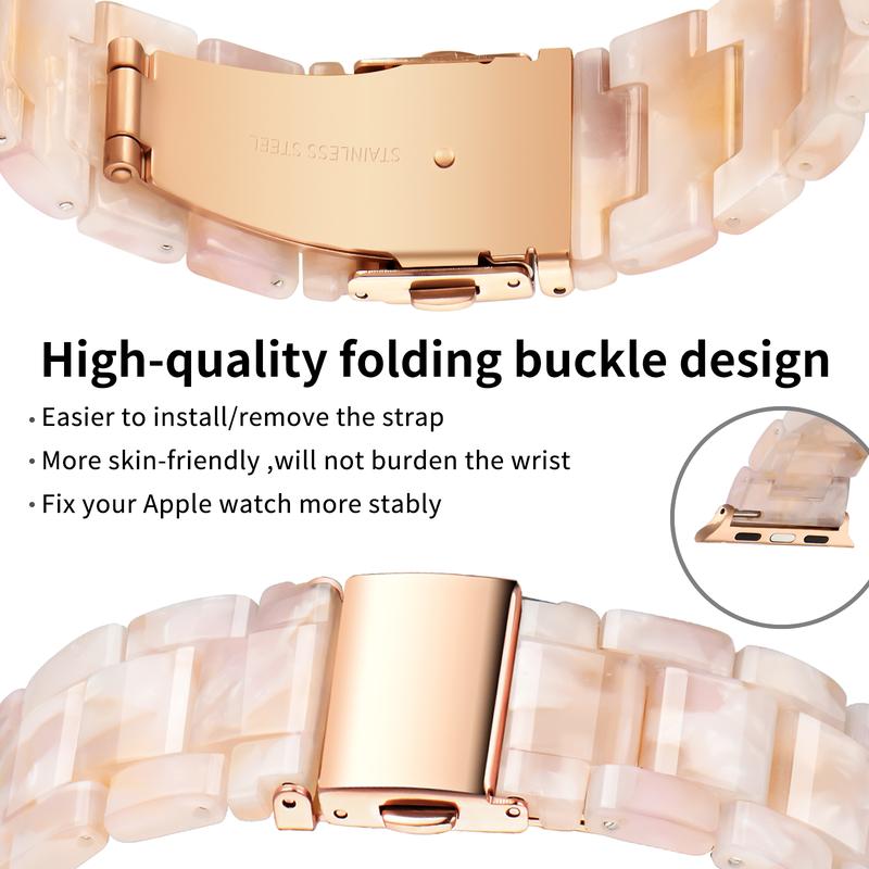 Compatible with Resin Apple Watch Band 41mm 40mm 38mm Stainless Steel Buckle Waterproof for iWatch Ultra Series 9 8 7 6 5 4 3 2 1 SE Replacement Strap for Women Men(DazzlingPurple) Accessories Wearable