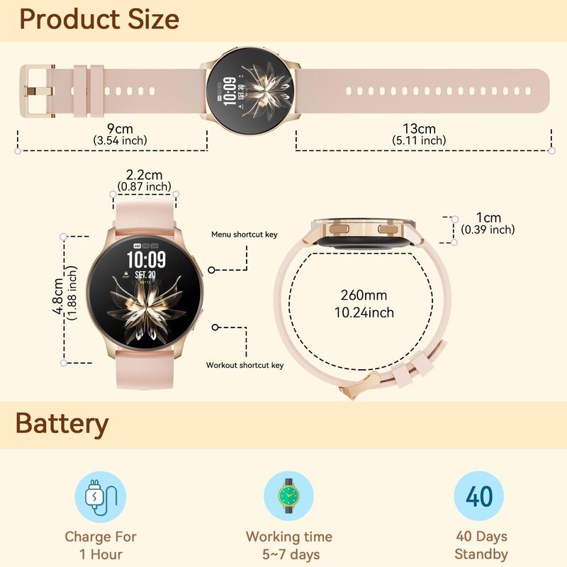 Smart Watch for Women Fall Gift, BT Smartwatch Make Receive Calls, 1.32